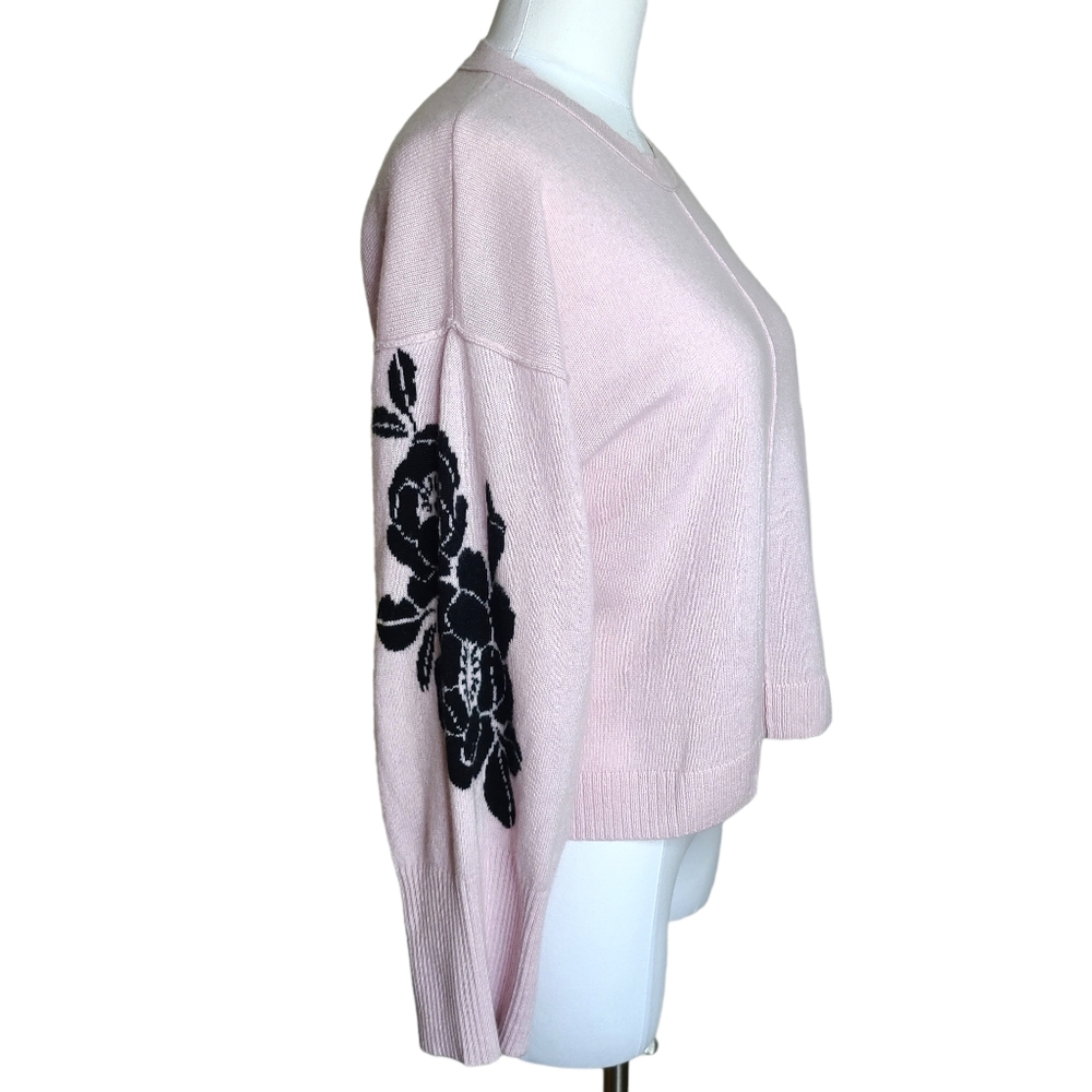 Autumn Cashmere Floral Sleeve Crew Boxy Crop Sweater XS - Picture 2 of 12